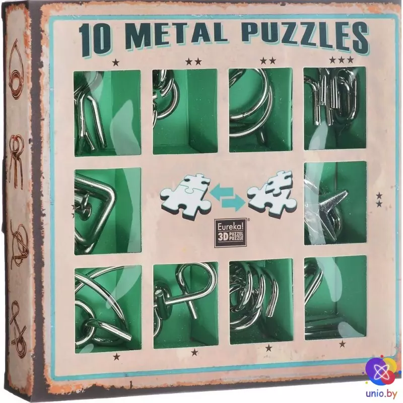 Набор металлических головоломок 3D Eureka 10 Metal Puzzles Green | 473355