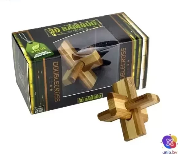 Головоломка деревянная 3D Eureka Bamboo Doublecross Puzzle | Двойной крест