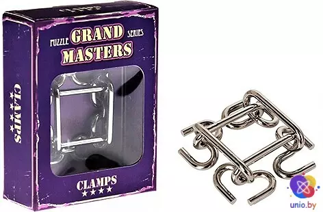 Головоломка металлическая 3D Eureka Grand Master Puzzles “Clamps violet” | Зажимы фиолетовые