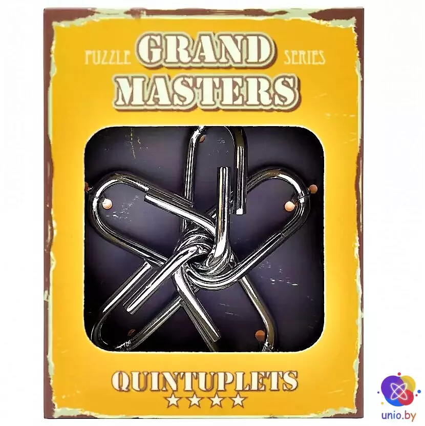 Головоломка металлическая 3D Eureka Grand Master Puzzles «Quadruplets yellow» | Пятерки (желтые)