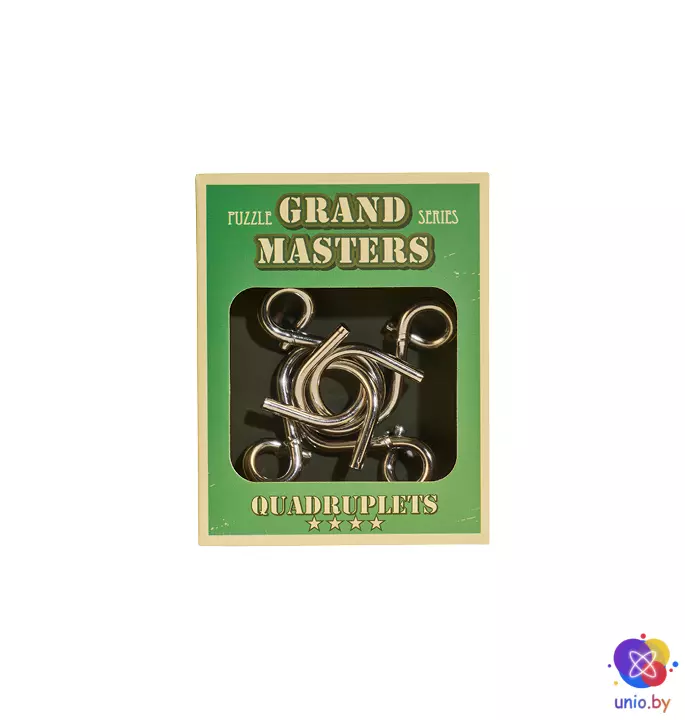 Головоломка металлическая 3D Eureka Grand Master Puzzles “Quadruplets green” | Четверки (зеленые)