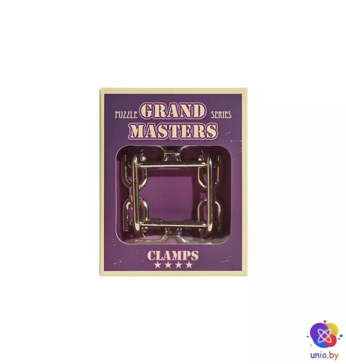 Головоломка металлическая 3D Eureka Grand Master Puzzles “Clamps violet” | Зажимы фиолетовые