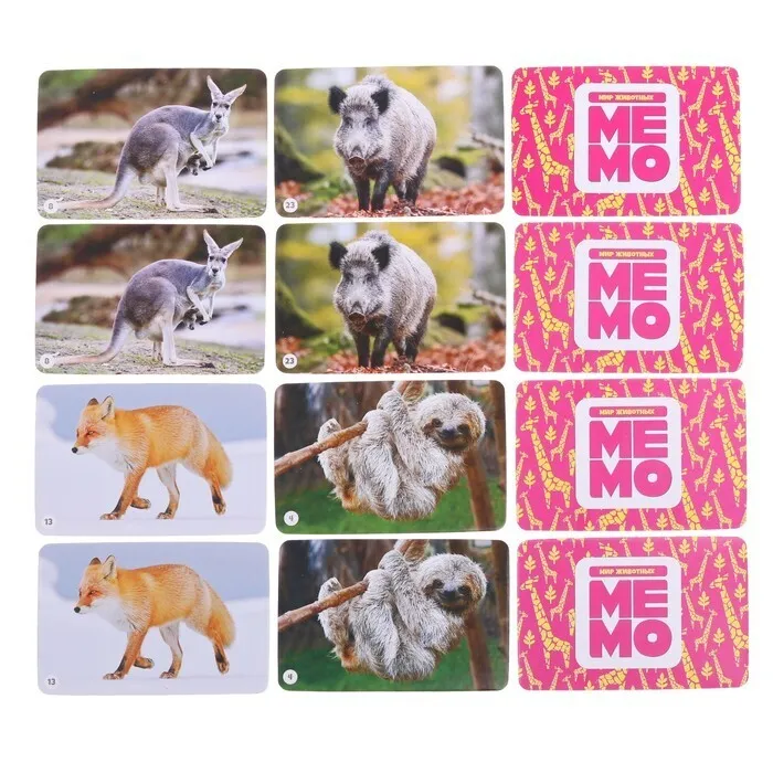 Настольная игра МЕМО «Мир животных» (50 карточек)
